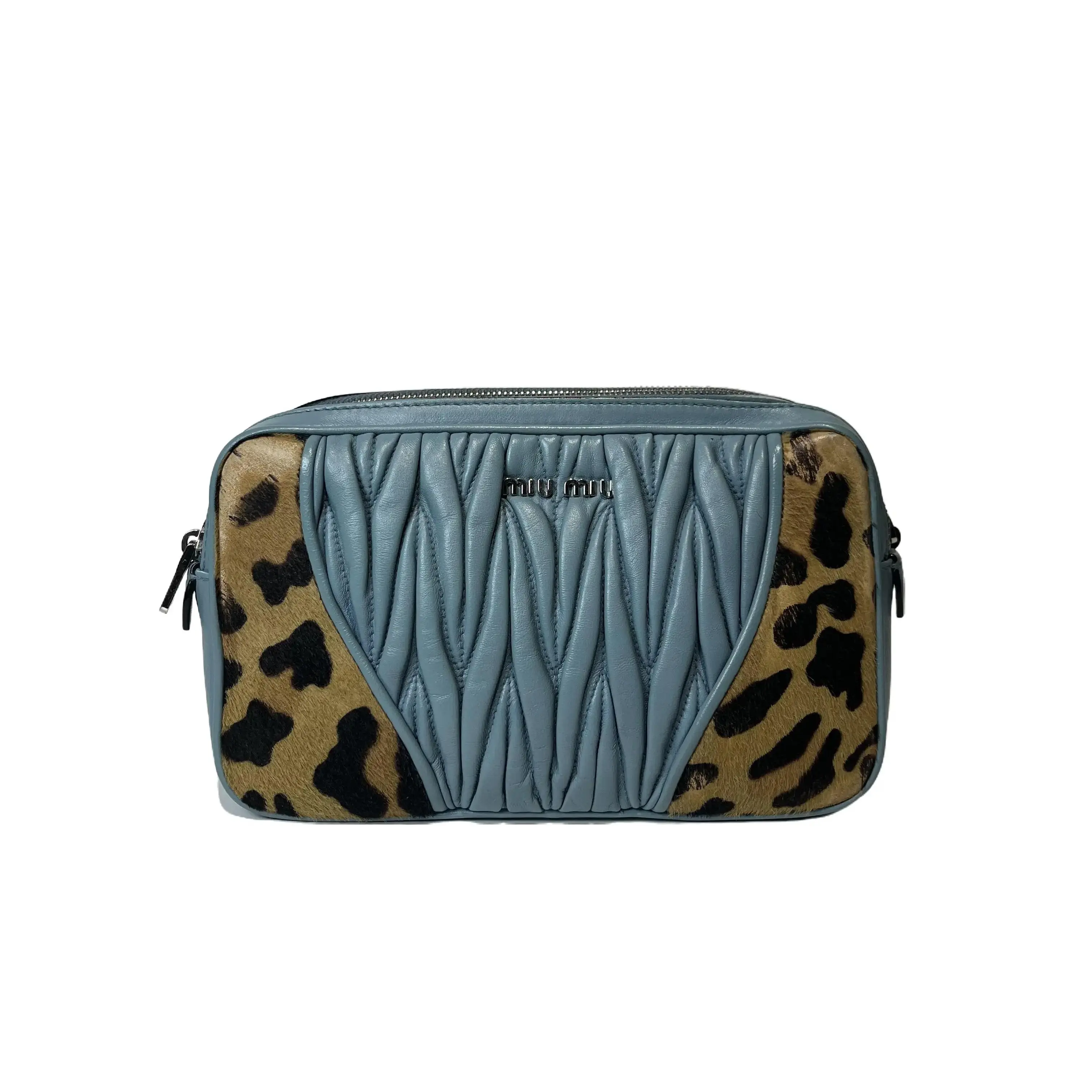 Pre-owned miu miu Matelassé Lambskin & Leopard Calf Hair Camera Bag
