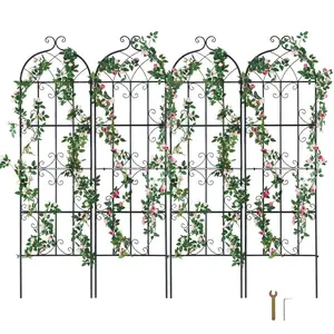 VEVOR Garden Trellis for Climbing Plants,  71 x 20 in, 4 Packs Rustproof Metal Garden Flower Trellis, Outdoor Climbing Rose Trellis Cucumbers Support, Decorative Clematis Trellis for Courtyards Lawns