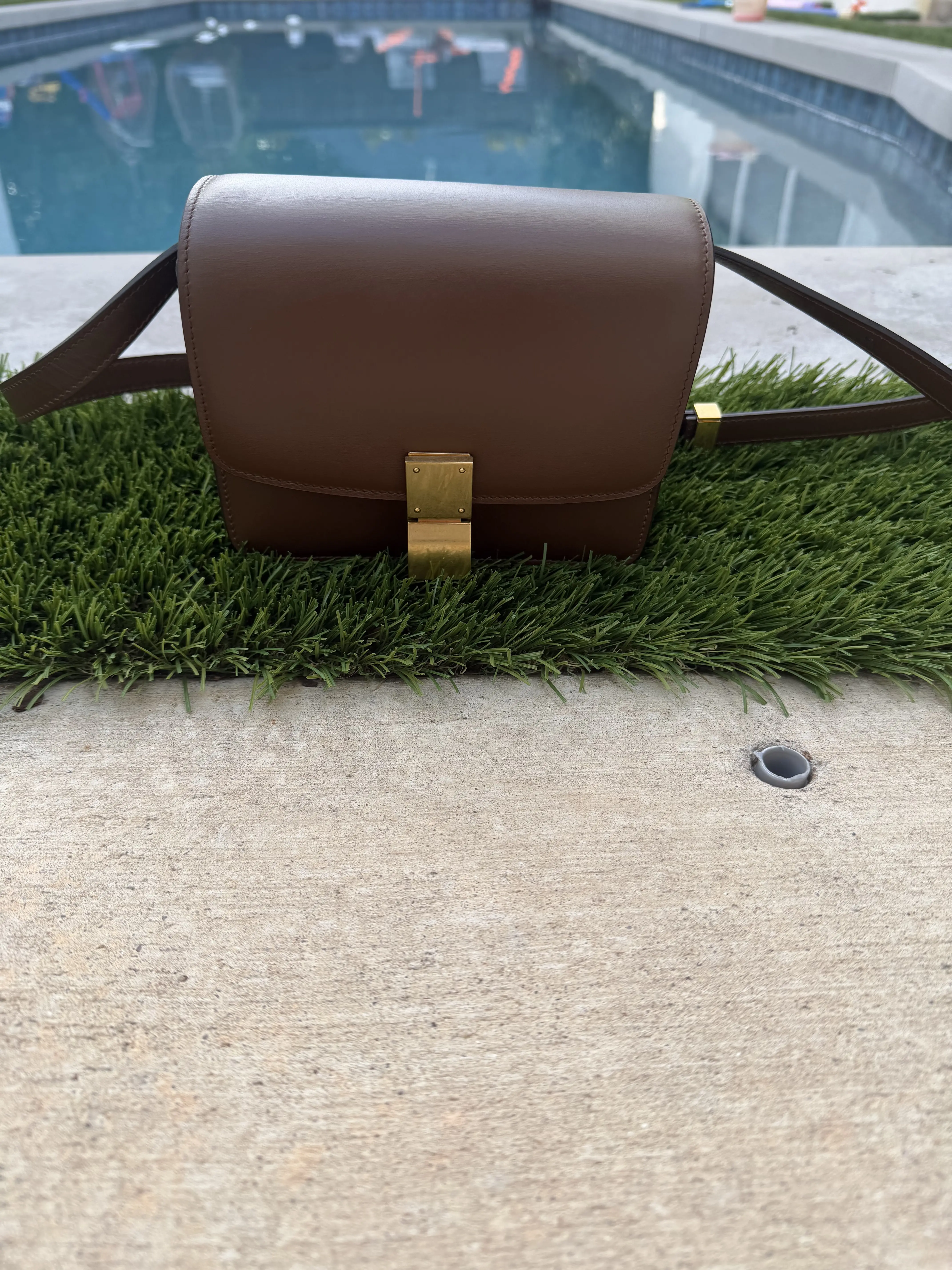 Pre-owned Celine Leather Crossbody Bags Brown/Gold Smooth Small Box Bag