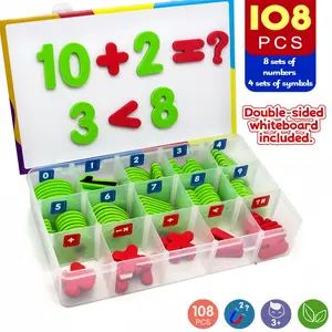Magnetic Number Learning Set for Toddlers, Includes 108 Magnetic Numbers, Dual Whiteboards & Storage Box, Preschool Math Education