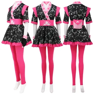 Women‘s Kiya Cosplay Dress with Pink Leggings Headband Gloves Bag for Halloween