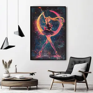 Sailor Moon Anime Poster, Printable Wall Art, Retro Anime Decor, Magical Girl Art, Moon Princess Art, Otaku Wall Art