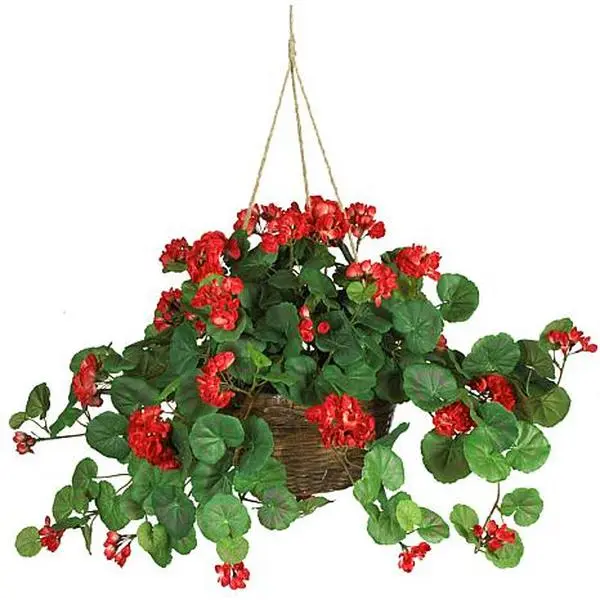 Nearly Natural Geranium Hanging Basket Silk Plant Nearly Natural Geranium Hanging Basket Silk Plant