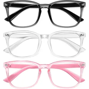 Blue Light Glasses for Kids 3 Pack Blue Light Blocking Glasses for Girls Boys Computer Gaming Screen Glasses, Anti Glare Eyestrain Teen Fashion Glasses Age 3-10