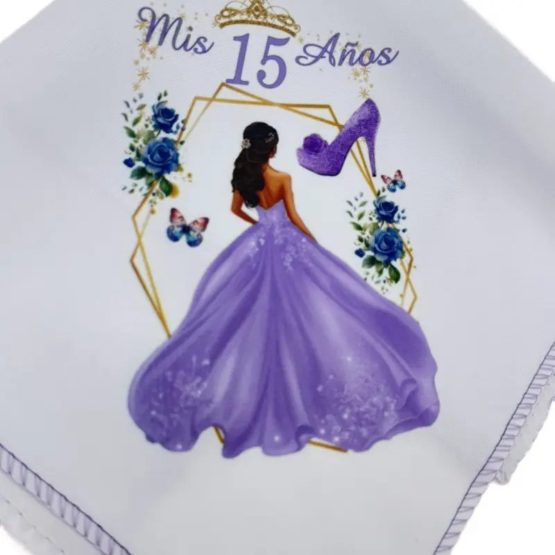 Decorative 100% Polyester Print Napkins, 12-Piece 10x10 in Square Durable Tableware for Quinceañeras, Message-Friendly, Snack-Compatible, Stays Fresh Multipack, Themed