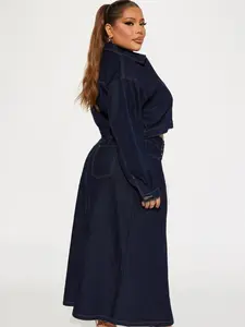 BM Denim skirt Set Maxi - color Dark wash Fabric Outfit