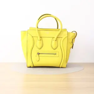 Pre-owned Celine Calfskin Handbag Luggage Micro Yellow CPU0610
