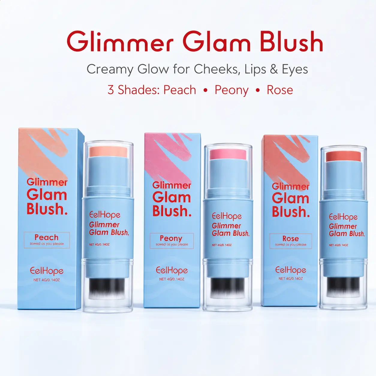 Double-ended Blush Stick Makeup & Beauty Set, Contour Blush Highlighter and Bronzer Sticks, Creamy Makeup Combo with Brush, Smooth Long-Lasting Non-Greasy Finish, Light to Medium-Deep Shades