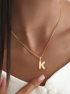 Women's Elegant Zirconia Bubble Initial Pendant Necklace, Box Chain, Simple Fashion Jewelry for All Seasons