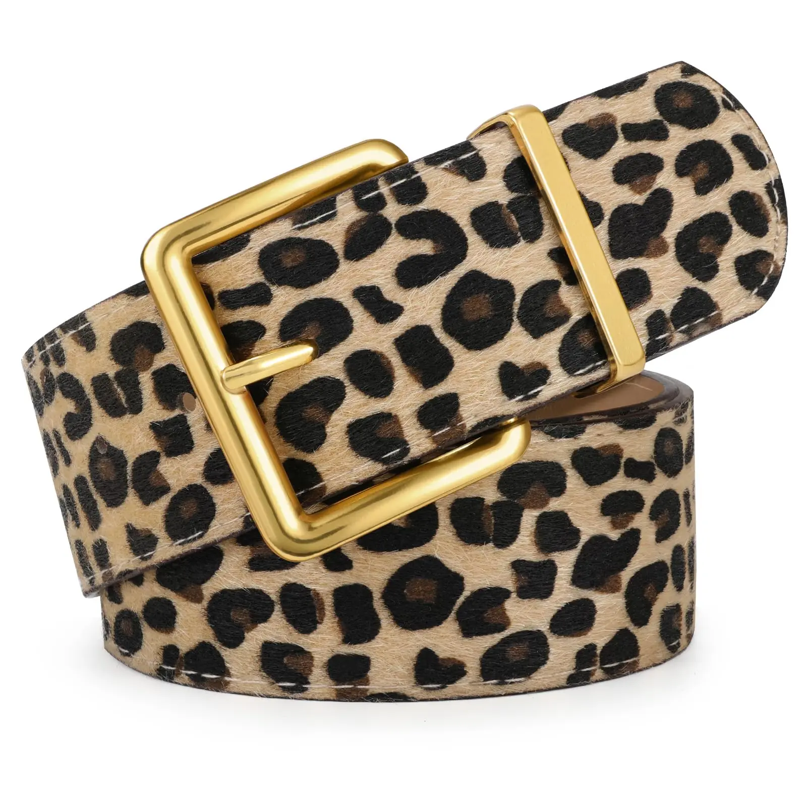 XZQTIVE Women's Wide Chunky Suede Belt with Gold Buckle for Dresses Fashion Thick Belt