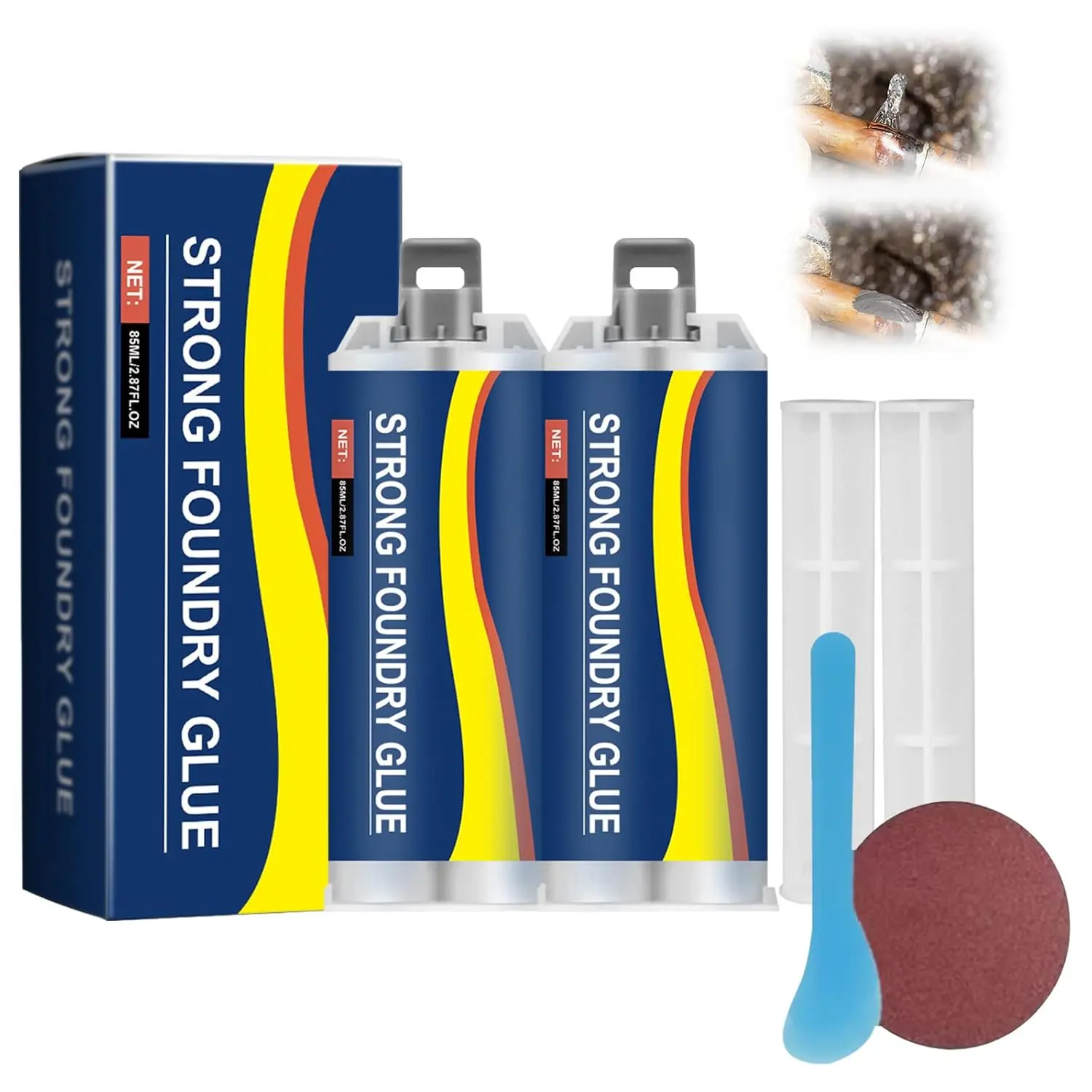 Foundry Glue,Metal Repair Glue,High Temperature Resistant Casting Repair,Magic Welding Glues for Metal  and Repairs(85ml) (2Pcs)