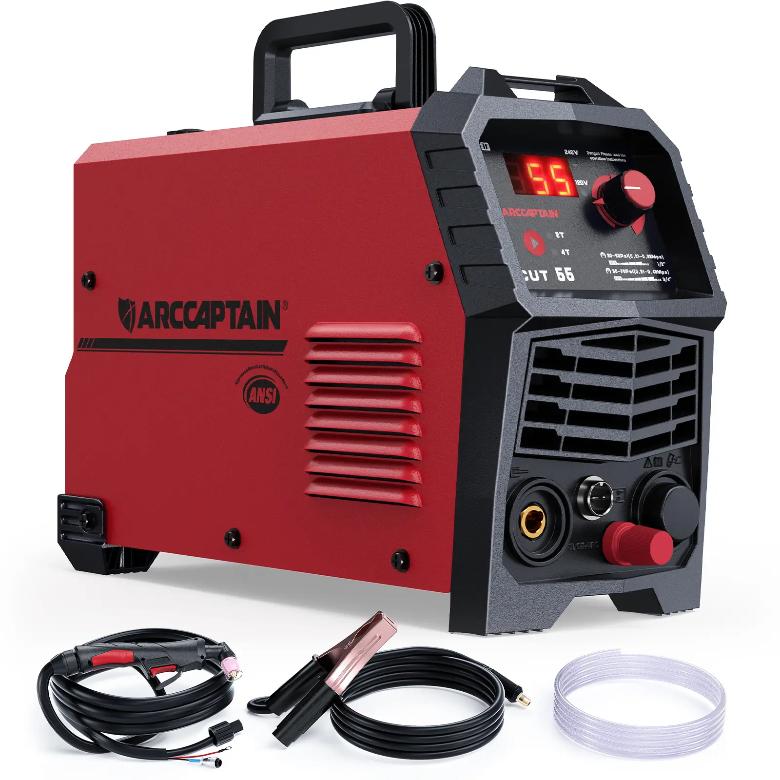 ARCCAPTAIN Plasma Cutter 55A Non-Touch Pilot Arc 120V 240V Dual Voltage 1/2 Inch Clean Cut Metal Cutting Machine