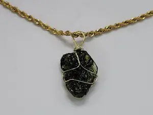 Moldavite Choker Necklace, Daily Necklace gift for her Gift for him Wire wrapped Moldavite