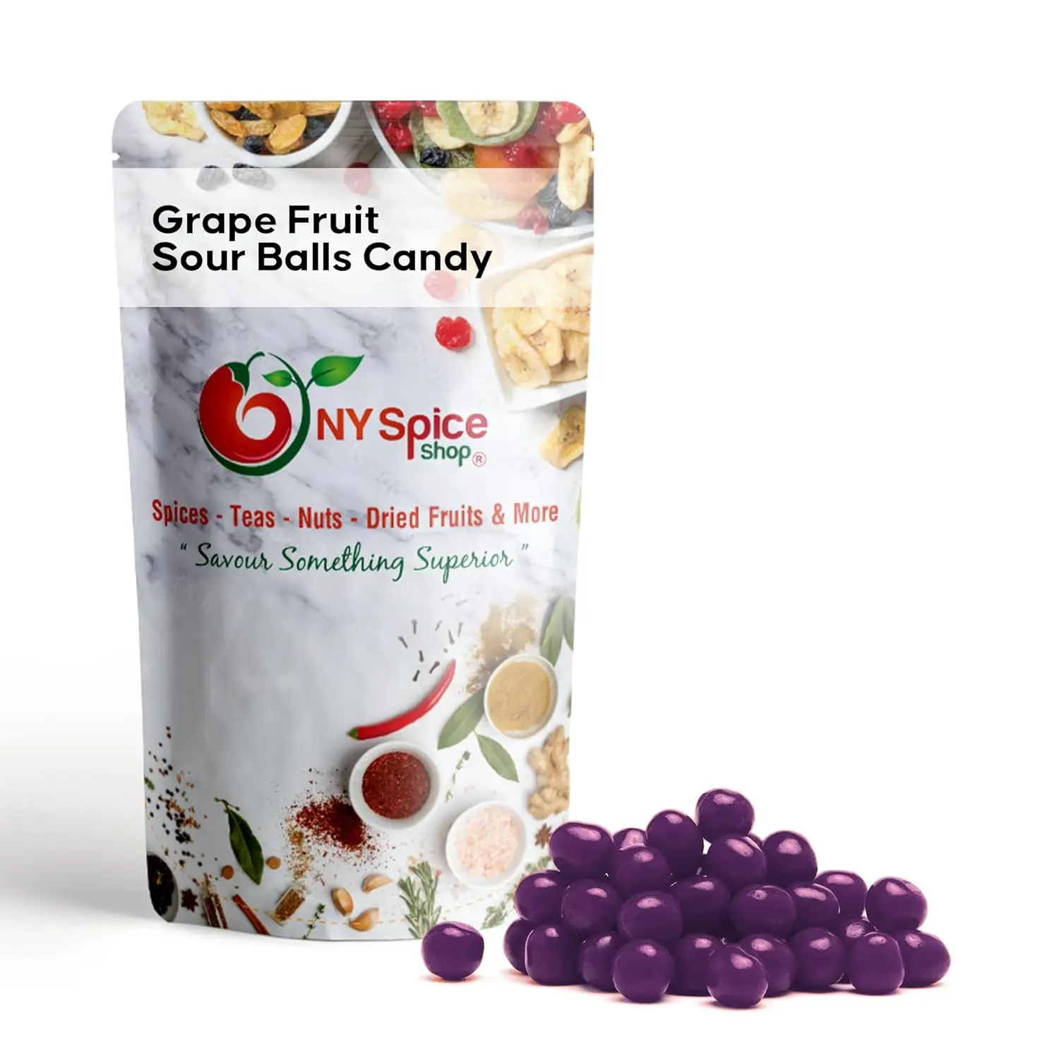 NY Spice Shop Grapefruit Sour Balls Candy - Sweet & Tangy Citrus Snack - Perfect for Parties & Candy Jars - Artificial Flavored & Colored