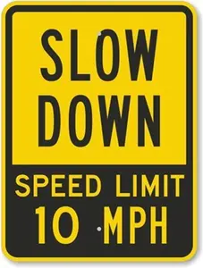 New Road Sign Slow Down Speed Limit 10 MPH, Heavy-Duty Aluminum Metal Tin Sign Street Sign 8x12 INCH
