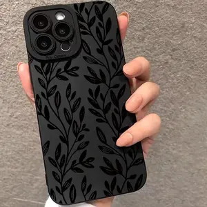 Leaf Pattern Phone Case, Anti-drop Shockproof Phone Protective Cover, Phone Accessory Compatible with iPhone 16 Pro X XS MAX 11 12 13 14 15 Plus Series Case camera protection magnetic ring hard clear i phone piano  floral customized