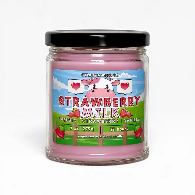 Strawberry Milk Candle - Harvest Moon Inspired Candle | Anime Vegan Candles | Anime Gifts