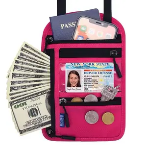 Neck Wallet,RFID Blocking Passport Holder, Easy to Conceal Travel Pouch,Multi-Functional Crossbody Wallet with Adjustable Neck Strap,Durable Nylon Storage Bag for Secure & Convenient Travel