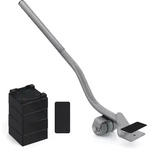 Furniture Lifter Tool, Appliance Furniture Metal Lifters for Heavy Furniture Movers Sliders Wheels Easily Safe to Move Sofa Refrigerator Washing Machine (1 Lifter Tool 4 Raise Blocks) Grey