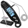 Instant Read Meat Thermometer Digital with Dual Probe, Food Thermometer for Cooking & Grilling, Large Backlit & Calibration, Grill Thermometer for Outside/Kitchen/Oven//Smoker/BBQ/Baking, Black