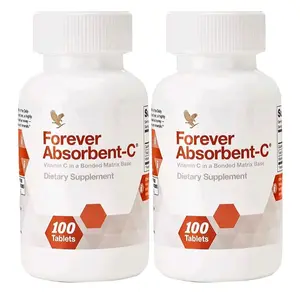 Forever Living - Absorbent-C - Orange, Honey Flavor with Oat Bran - Vitamin C for Immune Support and Skin Health - 100 Chewable Tablets (Pack of 2)