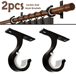 2pcs curtain rod hook brackets, can support wall-mounted shower curtains, used for hanging curtains, clothes rods, and shower rods