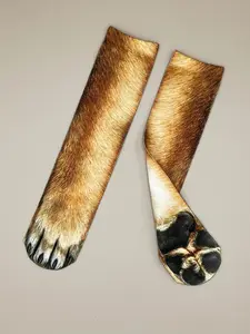 1 Pair Funny Dog Paw Design Crew Socks, Fashion Casual Breathable Comfortable Socks for Daily Wear, Socks for Men and Women, Breathable Fabric Socks