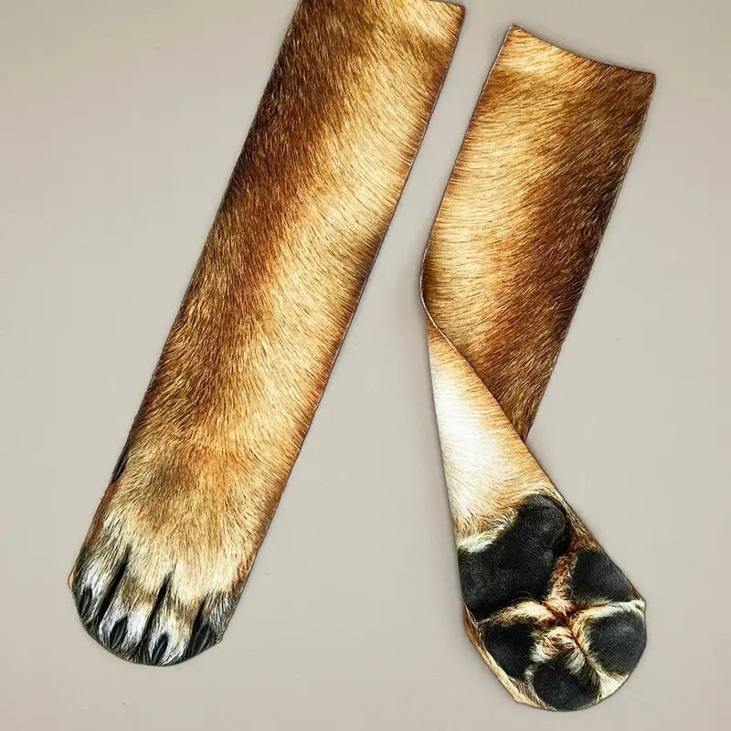 1 Pair Funny Dog Paw Design Crew Socks, Wacky Socks, Funky Socks, Fashion Casual Breathable Comfortable Socks for Daily Wear, Socks for Men and Women, Breathable Fabric Socks, Casual Comfy Socks