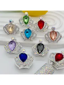 3 Heavy Industry New Alloy Full-Rhinestone Double-Sided Crown Straight Hole Beads DIY Bracelet Pen Phone Chain Keychain Accessories Diy Beading Accessories