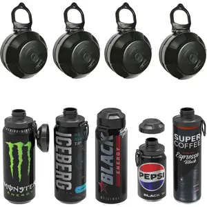 4 Pack  Soda Can  -  Airtight Can Covers, , Easy to Use, Keep Drinks  & /Dust Free, Fits Standard Cans,  for BBQ, Beach & Party (Black)