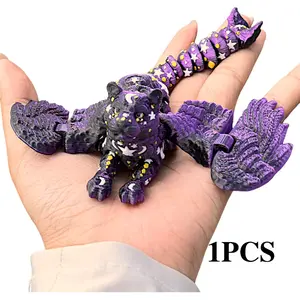 3D Winged Lion Ornament, Space Lion, Black-Purple, Articulated Joints, Statue Ornament Holiday Birthday Gift Decorations 3D Space Lion  Decor Colorful Cute