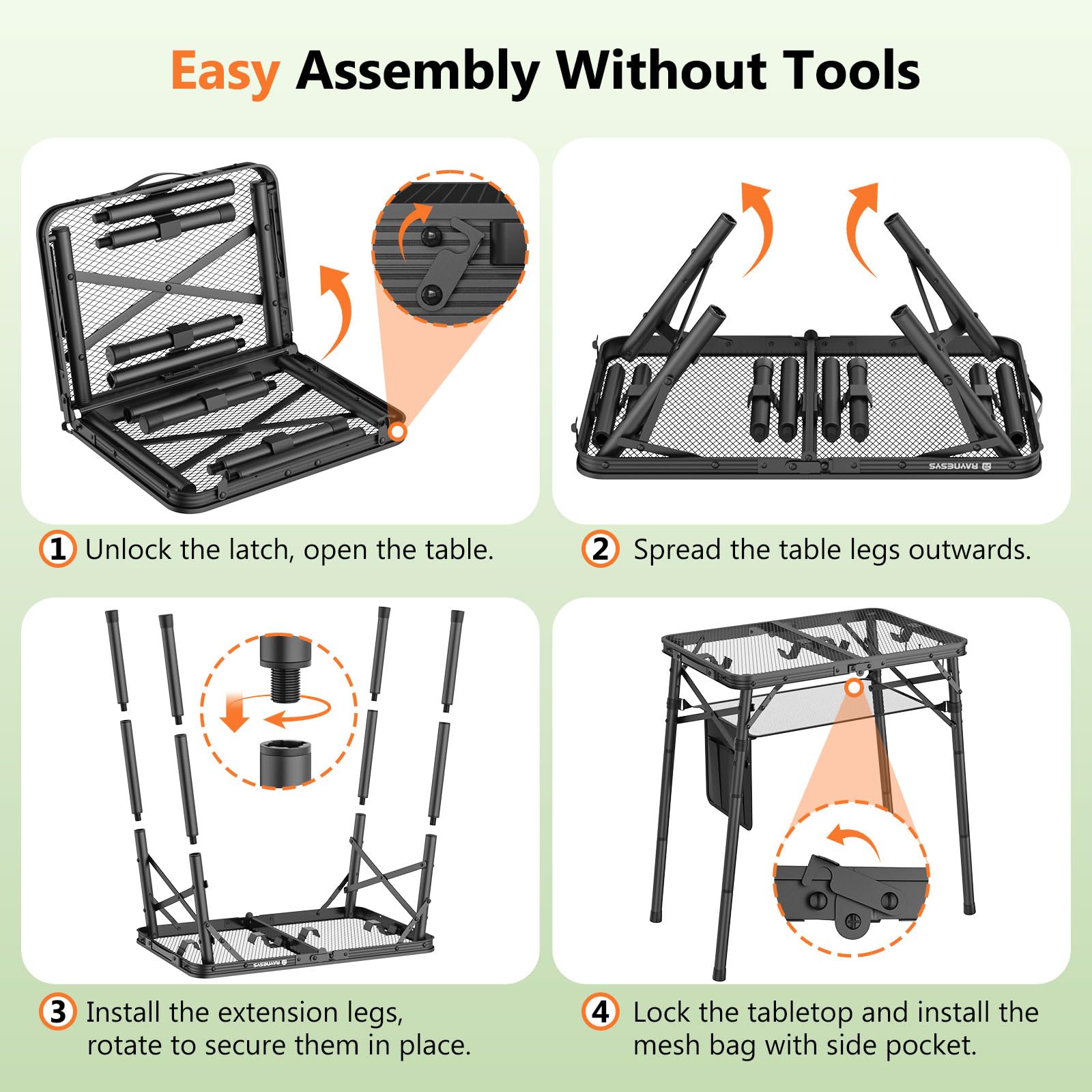 Summer Camping Must-Have | 3-Height Adjustable Folding Grill Table | Portable & Heat-Resistant Metal Table with Storage Bag