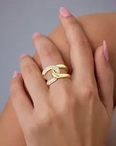 Funsanny Gold Hoop Ring Dainty Chunky Thick Hoop Diamond Cubic Zriconia Inlay Sleeper Tiny Delicate Boho Beach Simple Hypoallergenic Jewelry Gift for Her