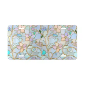 Stained Glass Floral Front License Plate, Mosaic Blank Licence Tag, Vanity Plate, Cute Car Decor, Exterior Vehicle Accessories Gift for Her