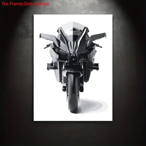 1 piece/set frameless canvas painting print poster, minimalist style art, Ninja H2R, a perfect gift for motorcycle culture enthusiasts, ideal gift for bedroom, living room, dorm hallway, kitchen, mural, wall decoration, room decoration.