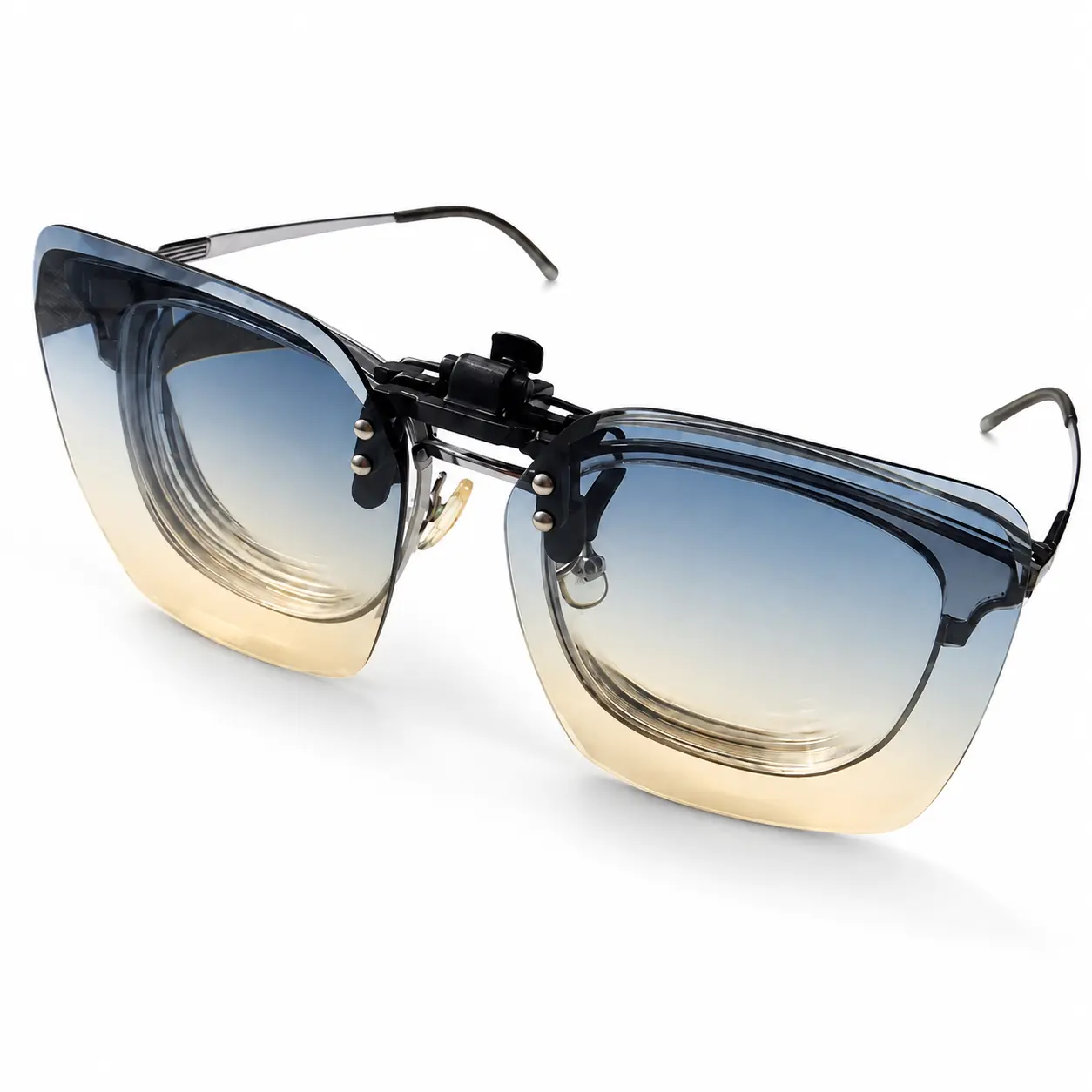 Women’s Photochromic Flip-Up Clip-On Sunglasses for Prescription Glasses, Oversized Rimless Light-Adaptive Shades for Driving and Outdoor Use