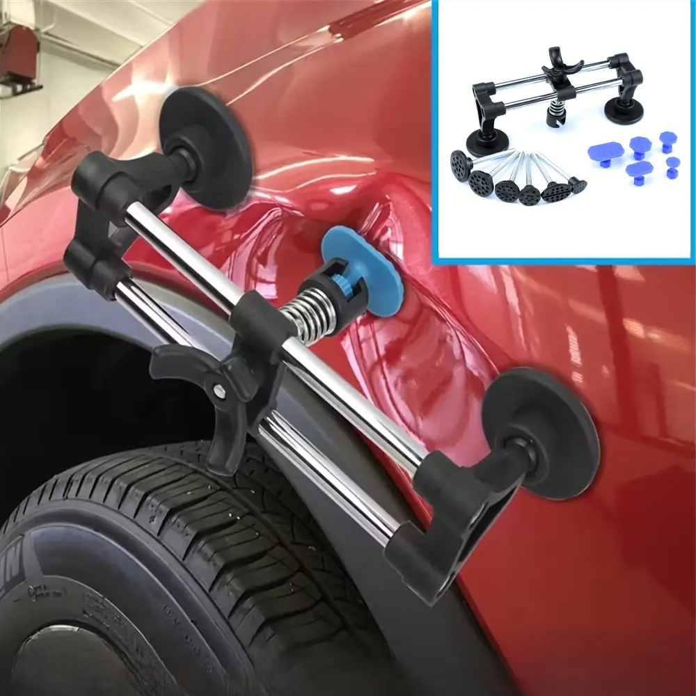 Car Dent Puller Kit, Car Dent Remover, Car Repair Tools, Automotive Repair Tools, Body Repair Tool with Dual Rods, Ice Scraper, Adjustable Suction Cup, Easy Use Design, High Quality Material