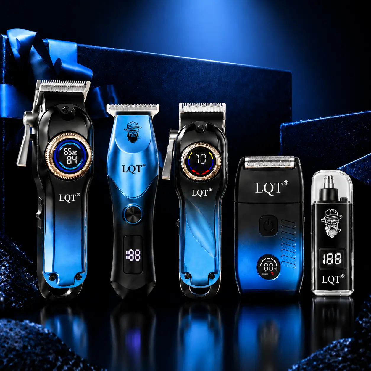 LQT Professional Men's Grooming Kit - Cordless Hair Clipper & Trimmer Set, Foil Shaver, Nose Trimmer, Mustache Tool with Stainless Steel Blades, Rechargeable Barber Equipment, Haircut Set, Men's Stuff, Tools and Gadgets,, Cordless Trimmer Set