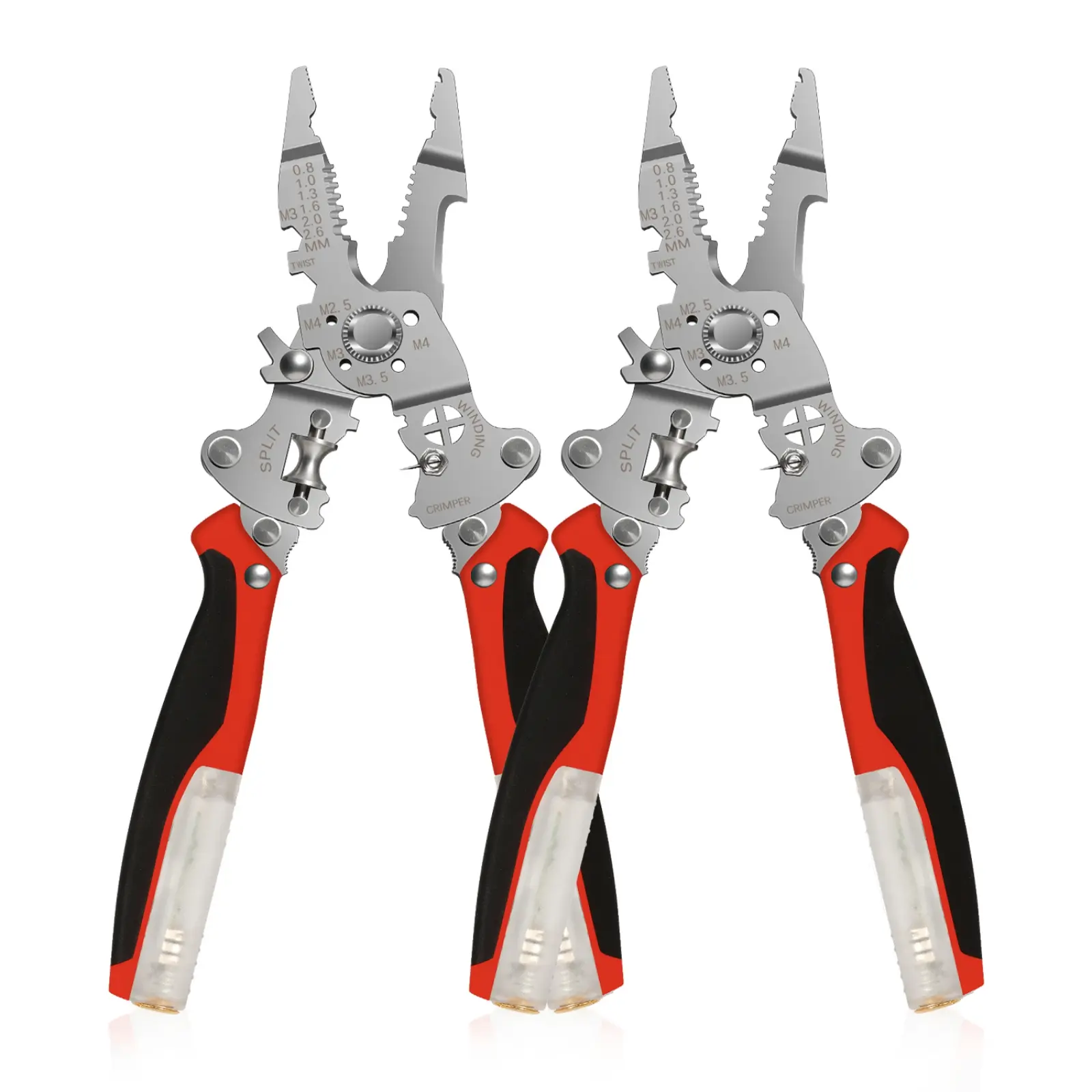 Heavy-Duty All-in-1 Wire Stripper Pliers - 12V-250V AC/DC Voltage Tester, Cable Scissors, Live Wire Detection, Audible & Flashing LED Alarms - Professional Electrical Hand Tool