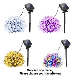 Solar Powered Simulation Sakura Light String, 1 String 50L LED String Light, DIY Decorative Light for Wedding Birthday Holiday Bedroom Garden, Solar Garden Lights, Solar Lights Outdoor