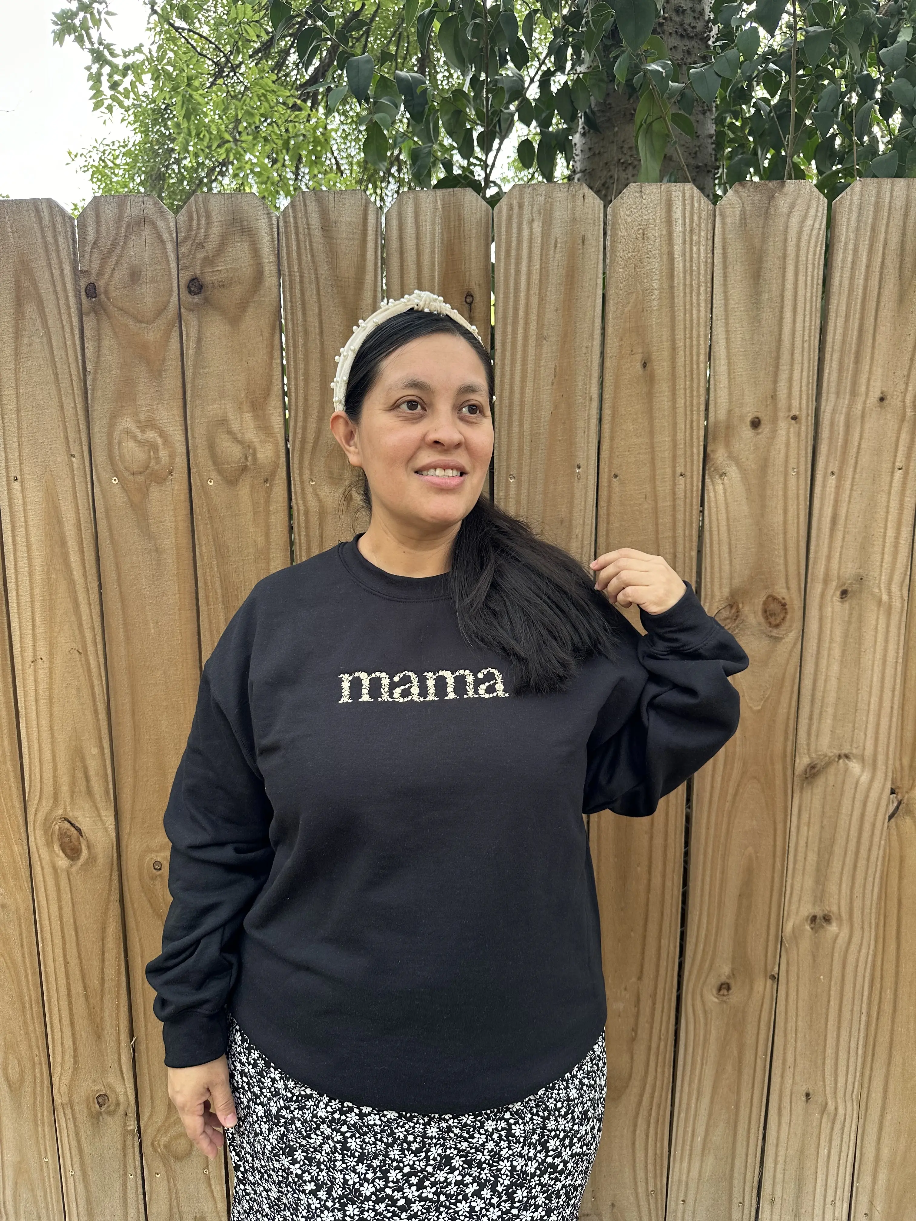Personalized Mama Embroidered Floral Sweater