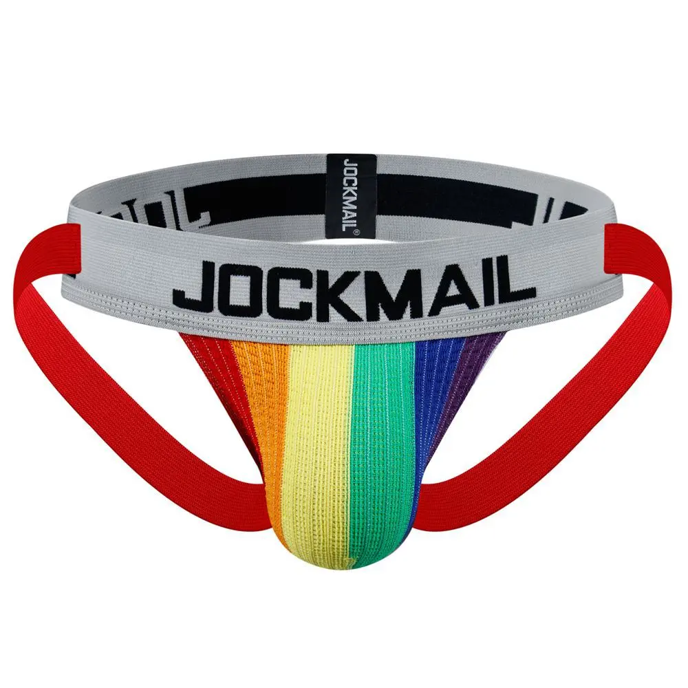 Men's Athletic Rainbow Thong Underwear, Breathable Nylon-Cotton Mesh Sportswear with a Large Stretch Pouch and Elastic Waist, Activewear