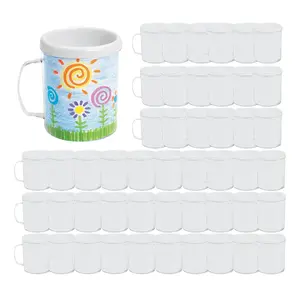 4" 8 oz. Bulk 48 Pc. DIY Clear BPA-Free Plastic Mugs with White Paper Inserts