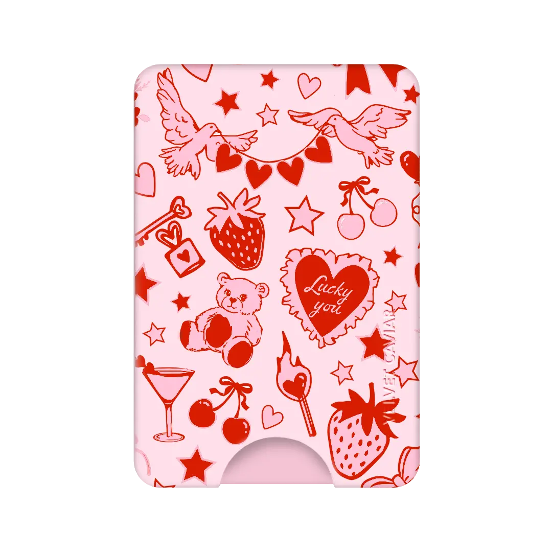 Velvet Caviar Women's Be Mine Heart Pattern Wallet, Stylish Slim MagSafe Cellphone Card Holder for iPhone