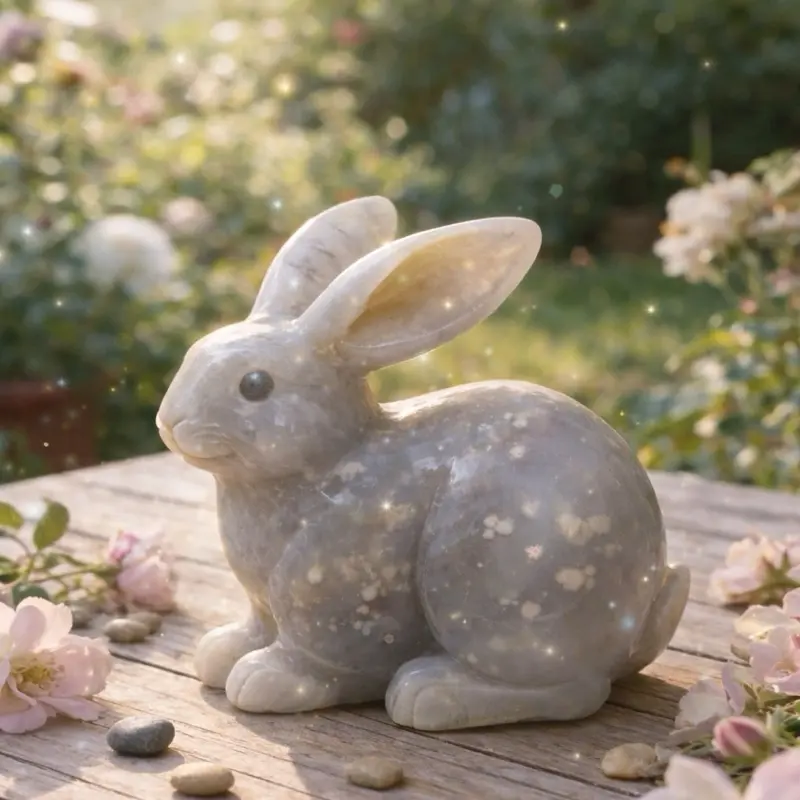 Garden Realm Crystal Bunny — Hand-Carved Collector Piece | Symbol of Renewal, Abundance & Quiet Luxury | Lela’s GemStoneZ