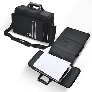 G-STORY Carrying Case Travel Bag, Storage Bag Compatible with playstation 5 Disc and Digital Edition with Shockproof Compartments, Included Silicone Cover Skin Protector Console Metal Controller Portable