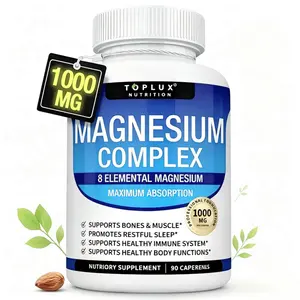 Magnesium Glycinate Complex 1000mg - 8 Elemental Blend with Citrate, Malate, Taurate, Easy Absorption for Bone Health, Muscle Recovery, Immune Support & Restful Sleep, 90 Capsules Natural Dietary Supplement for Fitness & Daily Wellness