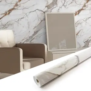 Marble Peel and Stick Waterproof Wall Paneling, 118" x 47" Calacatta Gold Finish Self-Backsplash Tile Vinyl Wall Panel for Wall, Covers 38.75 Sq.Ft.