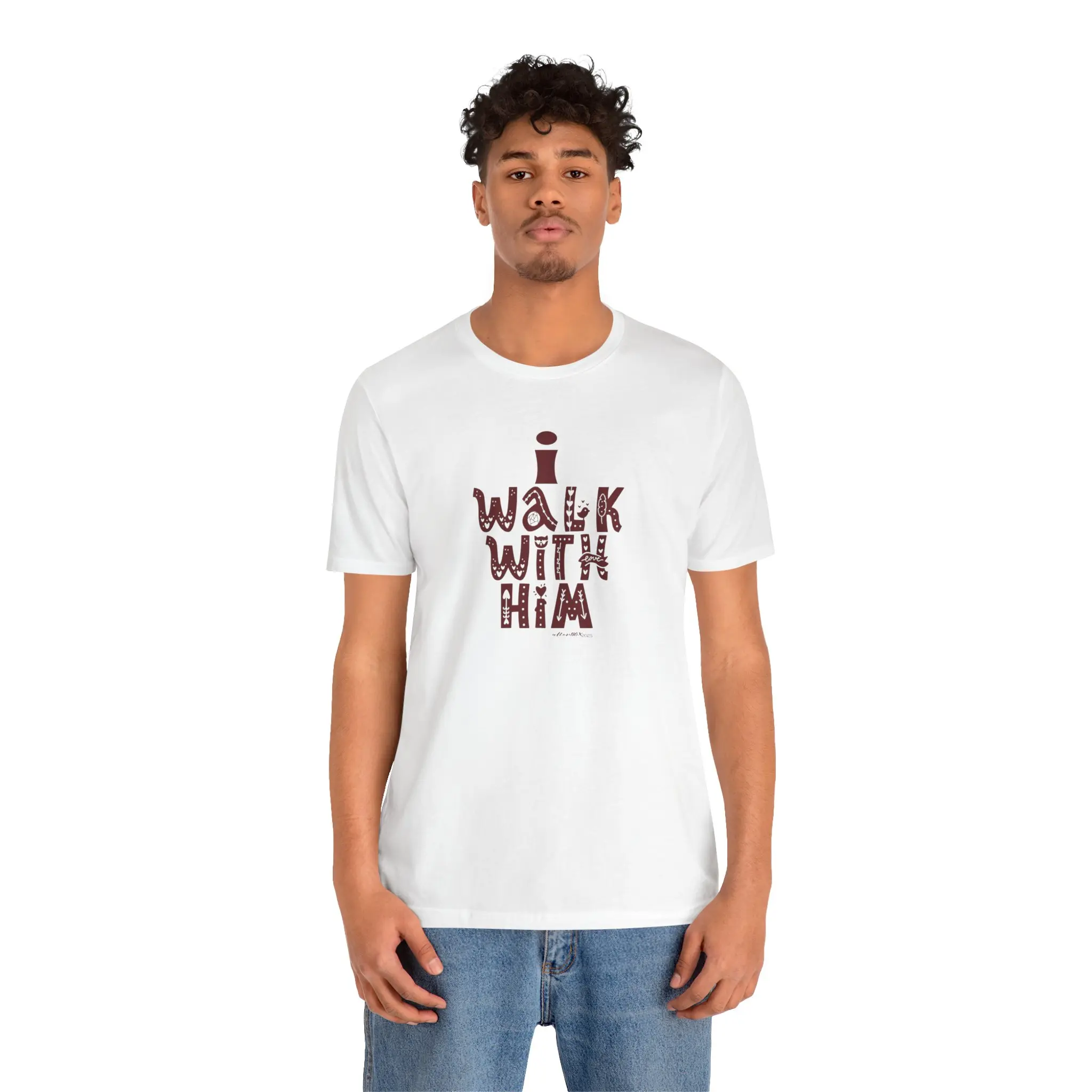 Bella+Canvas I Walk With Him Classic Unisex Jersey Short Sleeve Tee 100% Airlume Combed Cotton Top for Men & Women
