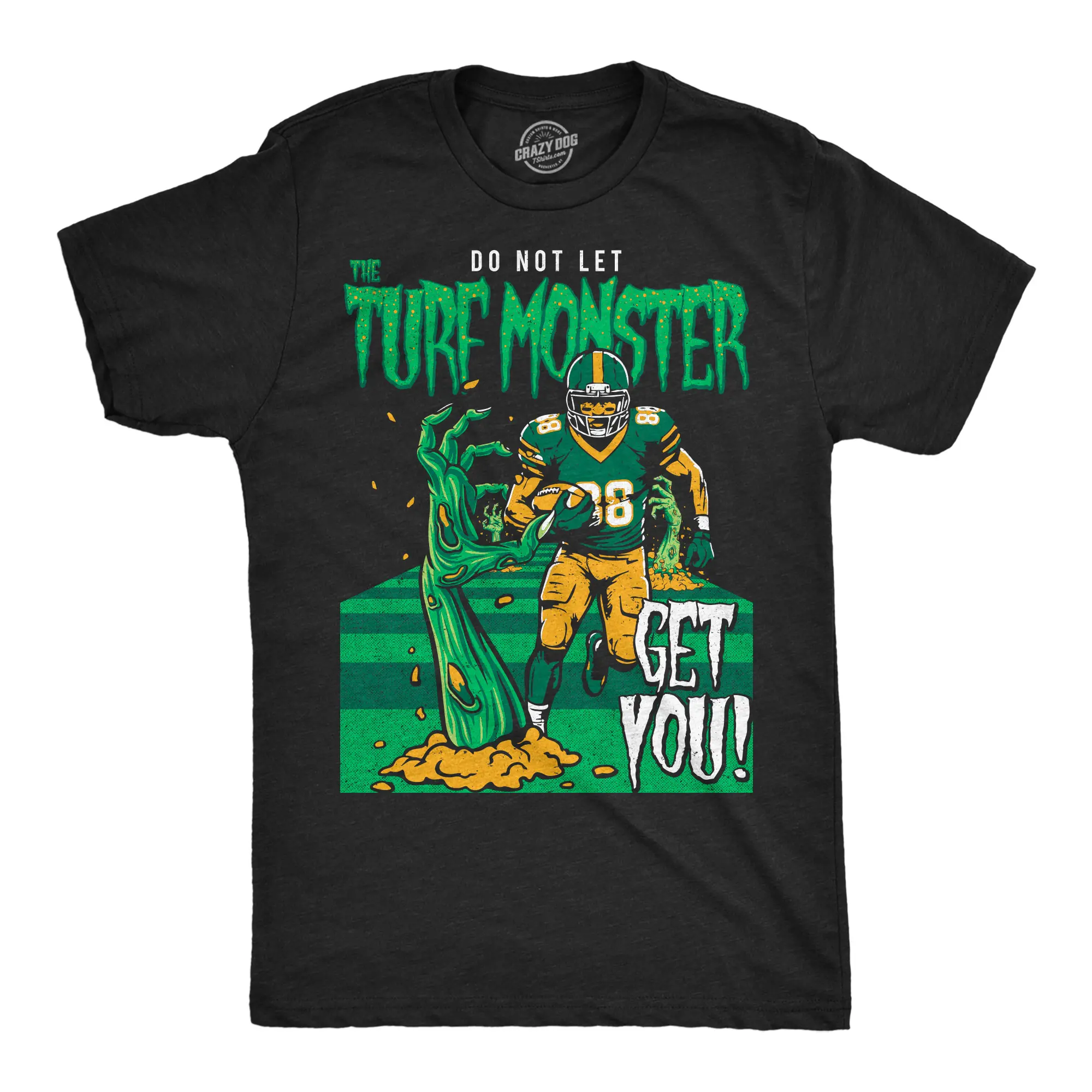 Mens Funny T Shirts Do Not Let The Turf Monster Get You Sarcastic Football Tee For Men Mens Funny T Shirts Cool Vintage Fashion T-Shirt Gift Classic Menswear Halloween Apparel for Men Funny Football Short Black -